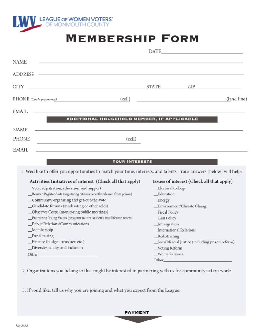 Membership Form 1st page